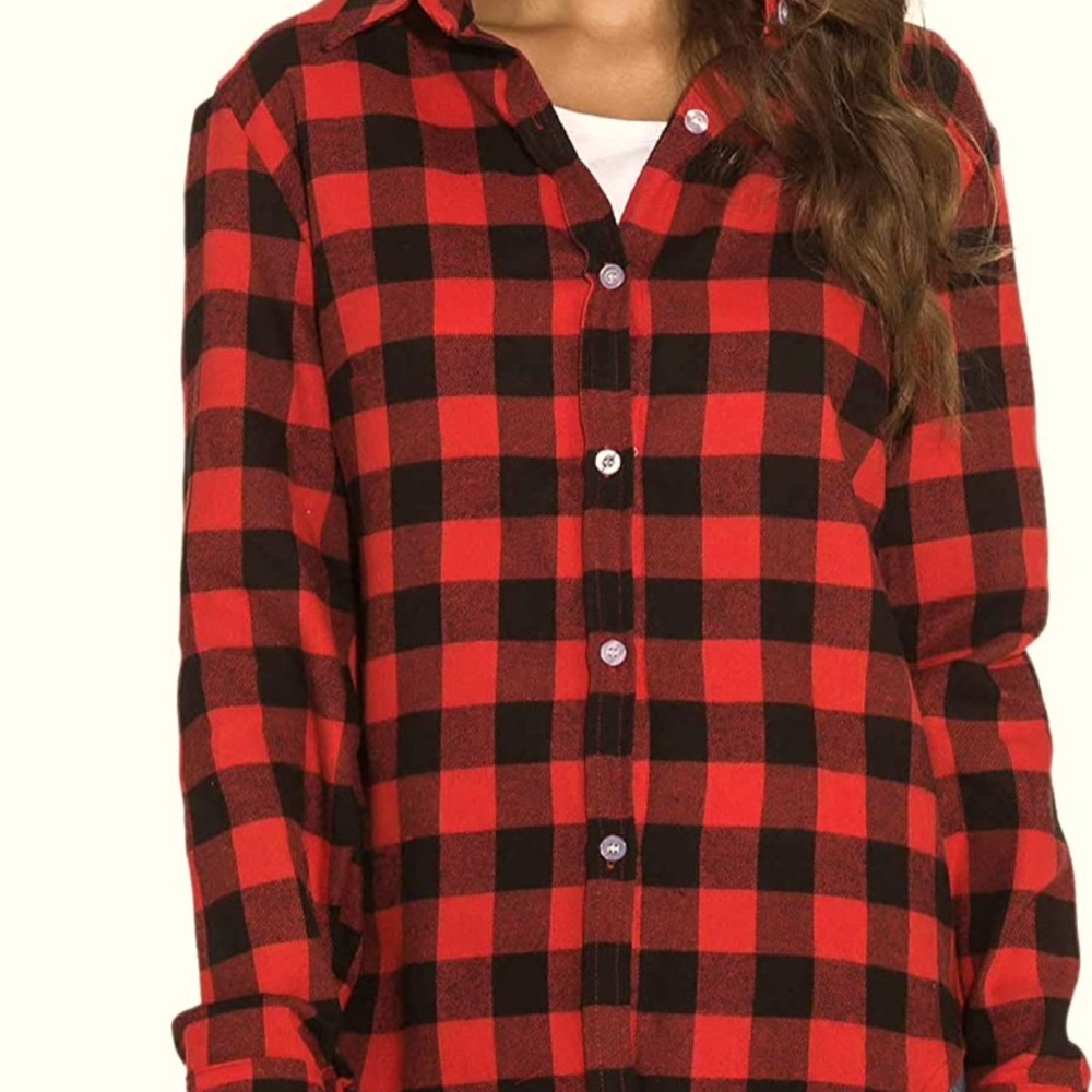 Women’s red plaid shirt from Amazon